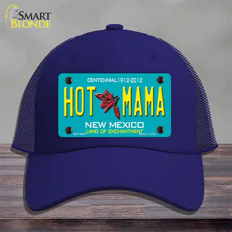 Hot Mama New Mexico Novelty License Plate Hat Mesh / Royal Blue