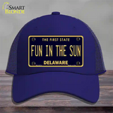 Fun In The Sun Delaware Novelty License Plate Hat Mesh / Royal Blue