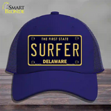 Surfer Delaware Novelty License Plate Hat Mesh / Royal Blue