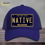 Native Delaware Novelty License Plate Hat Mesh / Royal Blue