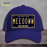 Meeooww Delaware Novelty License Plate Hat Mesh / Royal Blue