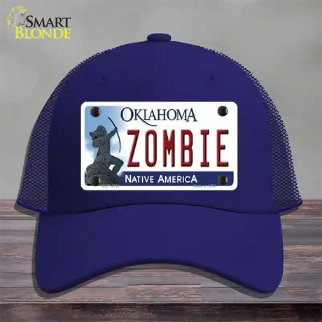 Zombie Oklahoma Novelty License Plate Hat Mesh / Royal Blue