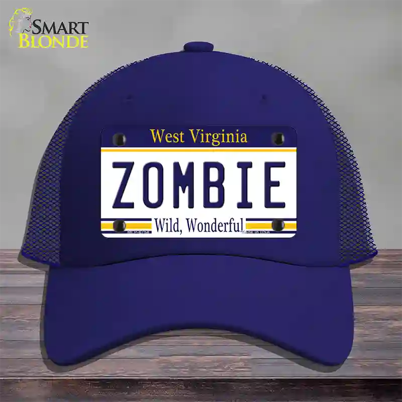 Zombie West Virginia Novelty License Plate Hat Mesh / Royal Blue