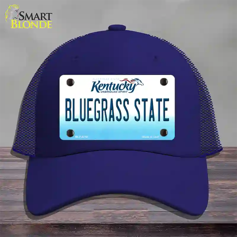 Bluegrass State Kentucky Novelty License Plate Hat Mesh / Royal Blue