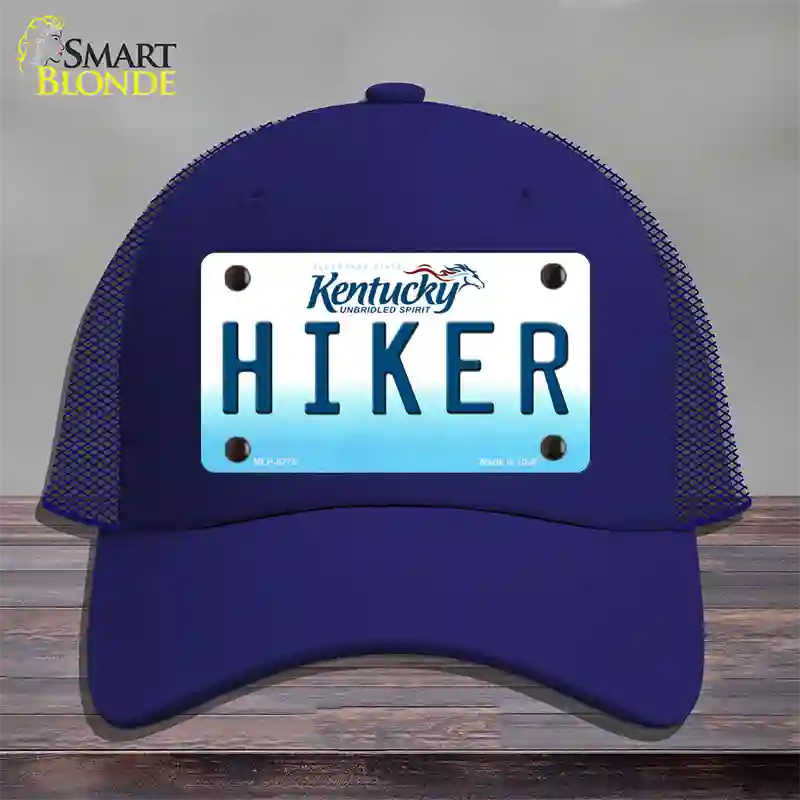 Hiker Kentucky Novelty License Plate Hat Mesh / Royal Blue