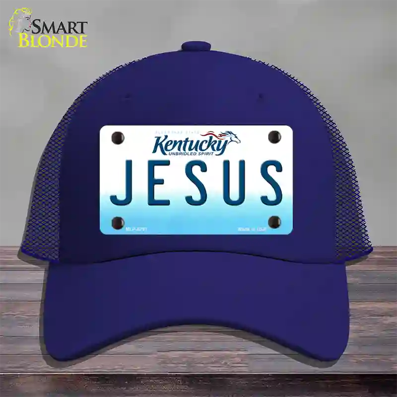 Jesus Kentucky Novelty License Plate Hat Mesh / Royal Blue