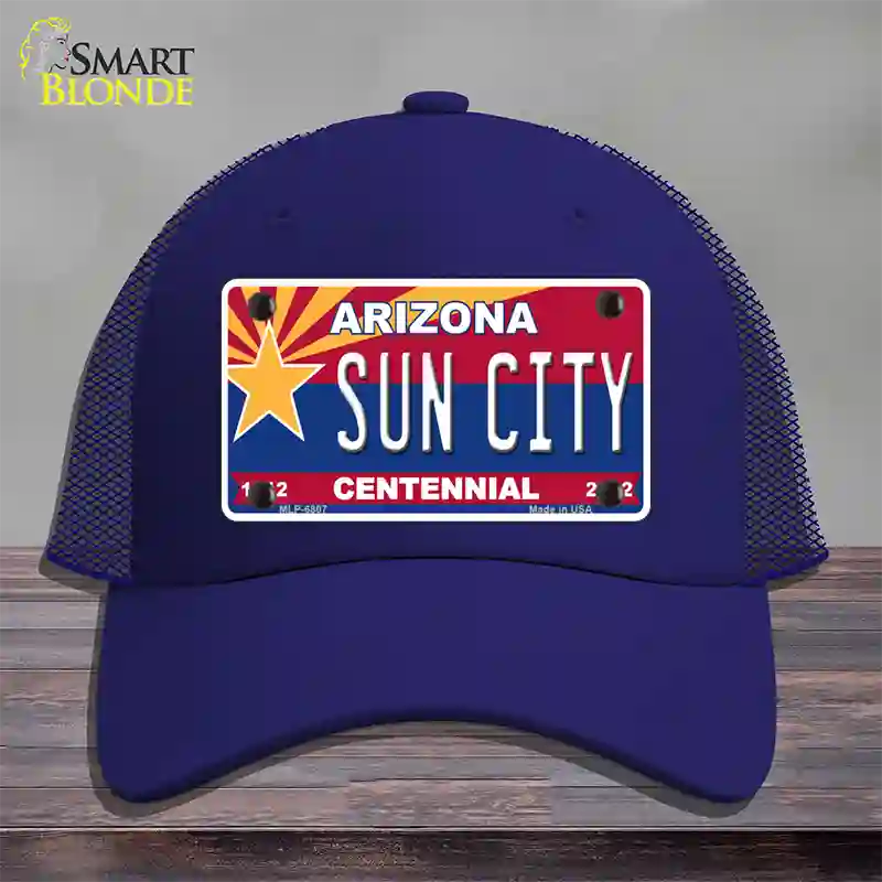 Arizona Centennial Sun City Novelty License Plate Hat Mesh / Royal Blue