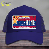 Arizona Centennial Fishing Novelty License Plate Hat Mesh / Royal Blue