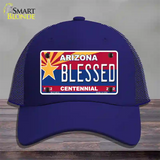 Arizona Centennial Blessed Novelty License Plate Hat Mesh / Royal Blue