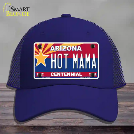 Arizona Centennial Hot Mama Novelty License Plate Hat Mesh / Royal Blue