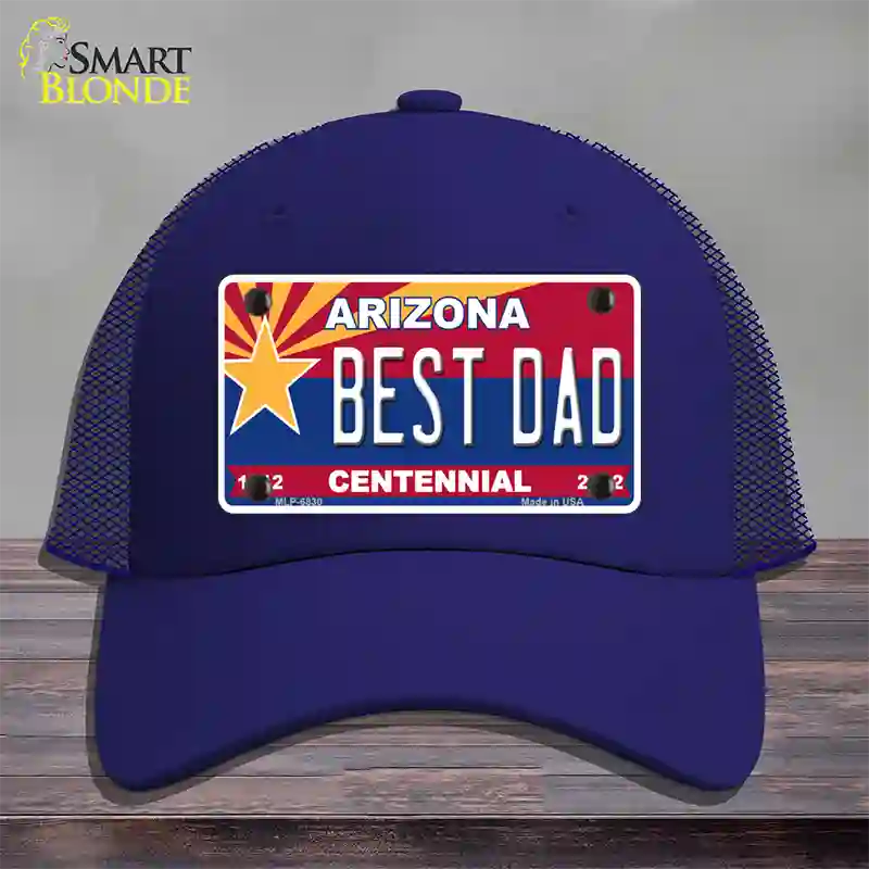 Arizona Centennial Best Dad Novelty License Plate Hat Mesh / Royal Blue