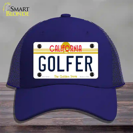 Golfer California Novelty License Plate Hat Mesh / Royal Blue