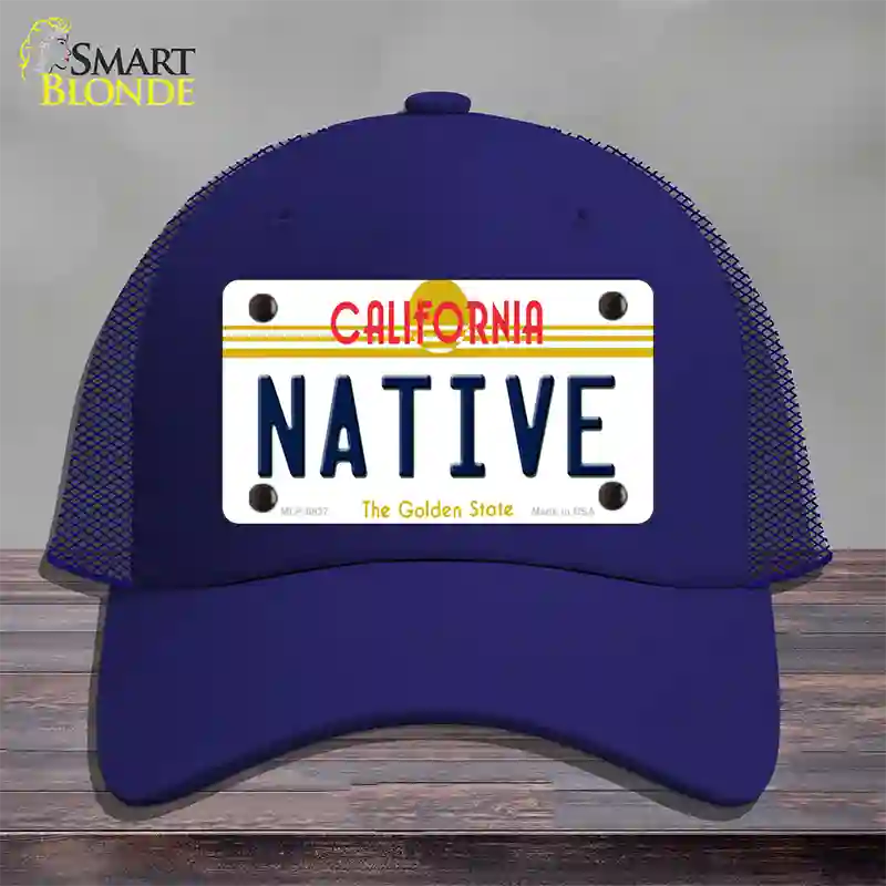 Native California Novelty License Plate Hat Mesh / Royal Blue