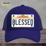 Blessed California Novelty License Plate Hat Mesh / Royal Blue