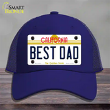 Best Dad California Novelty License Plate Hat Mesh / Royal Blue