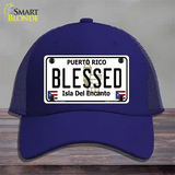 Blessed Puerto Rico Novelty License Plate Hat Mesh / Royal Blue