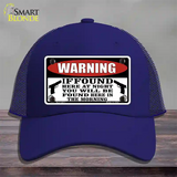 Warning If Found Novelty License Plate Hat Mesh / Royal Blue