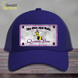 Queen Bee Purple Novelty License Plate Hat Mesh / Royal Blue