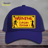 Warning Zombies Inside Novelty License Plate Hat Mesh / Royal Blue