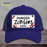 Danger Zombies Inside Novelty License Plate Hat Mesh / Royal Blue