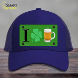 Shamrock Beer Novelty License Plate Hat Mesh / Royal Blue