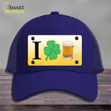 I Shamrock Beer Novelty License Plate Hat Mesh / Royal Blue