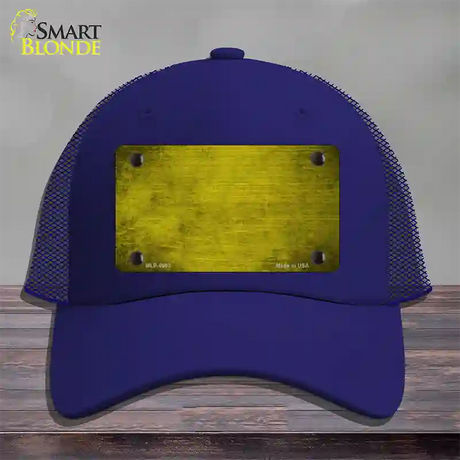 Yellow Oil Rubbed Solid Novelty License Plate Hat Mesh / Royal Blue