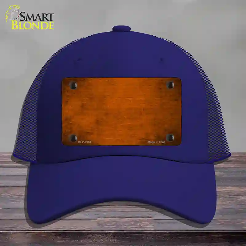 Orange Oil Rubbed Solid Novelty License Plate Hat Mesh / Royal Blue