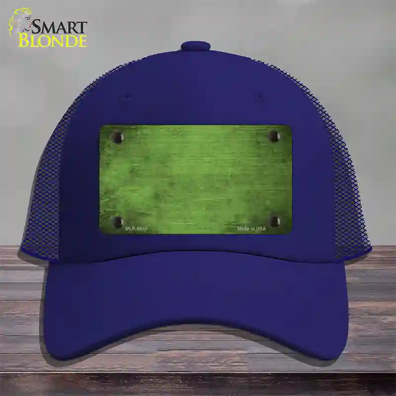 Lime Green Oil Rubbed Solid Novelty License Plate Hat Mesh / Royal Blue