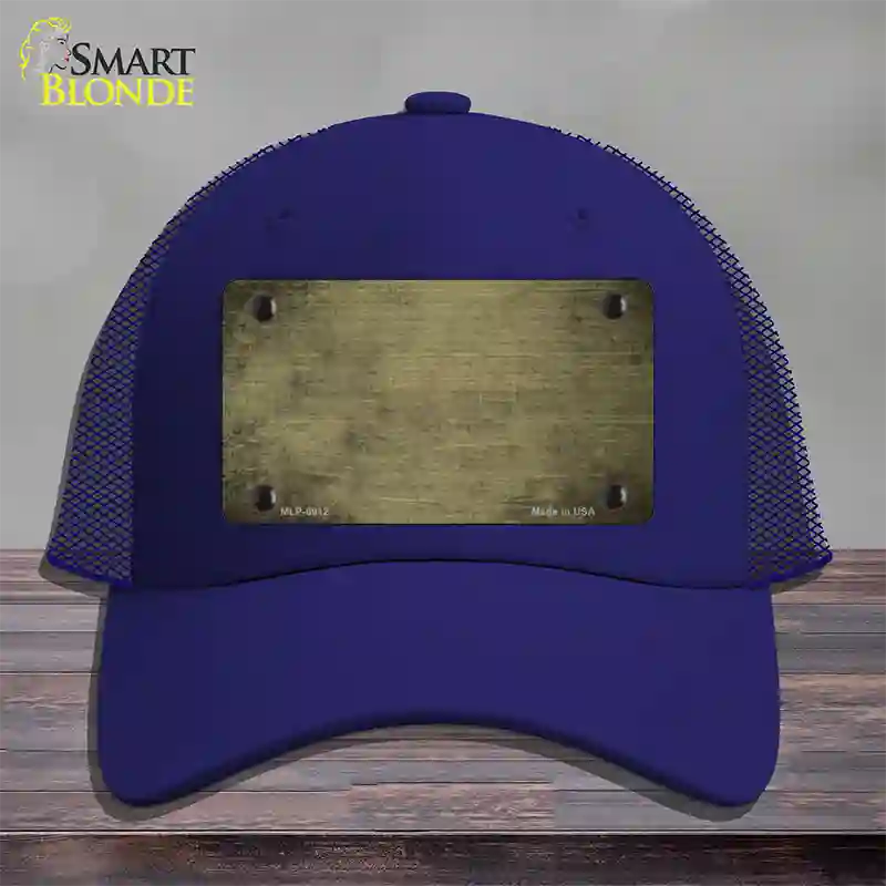 Gold Oil Rubbed Solid Novelty License Plate Hat Mesh / Royal Blue