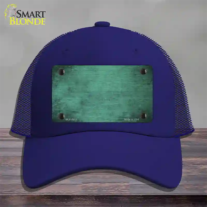 Mint Oil Rubbed Solid Novelty License Plate Hat Mesh / Royal Blue