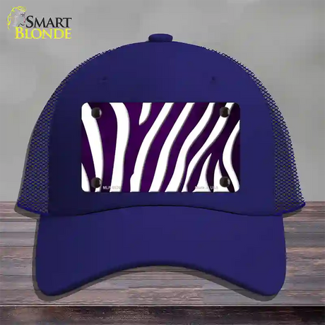 Purple White Zebra Oil Rubbed Novelty License Plate Hat Mesh / Royal Blue