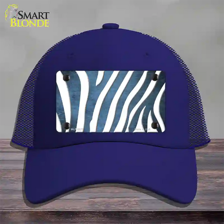 Light Blue White Zebra Oil Rubbed Novelty License Plate Hat Mesh / Royal Blue