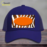 Orange White Zebra Oval Oil Rubbed Novelty License Plate Hat Mesh / Royal Blue