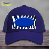 Blue White Zebra Oval Oil Rubbed Novelty License Plate Hat Mesh / Royal Blue