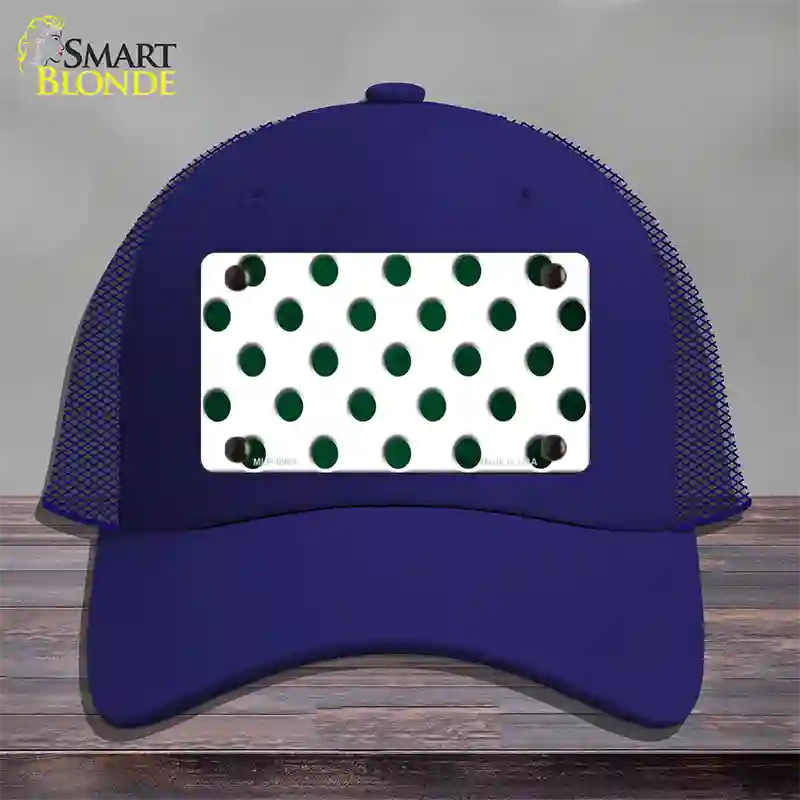 Green White Dots Oil Rubbed Novelty License Plate Hat Mesh / Royal Blue