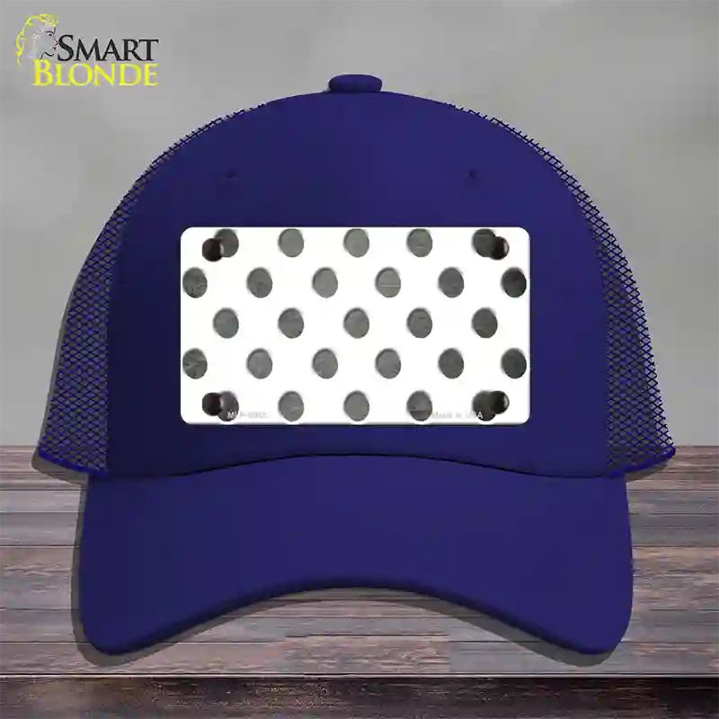 Gray White Dots Oil Rubbed Novelty License Plate Hat Mesh / Royal Blue