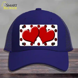 Red White Dots Hearts Oil Rubbed Novelty License Plate Hat Mesh / Royal Blue