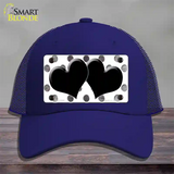 Black White Dots Hearts Oil Rubbed Novelty License Plate Hat Mesh / Royal Blue