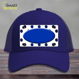 Blue White Dots Oval Oil Rubbed Novelty License Plate Hat Mesh / Royal Blue