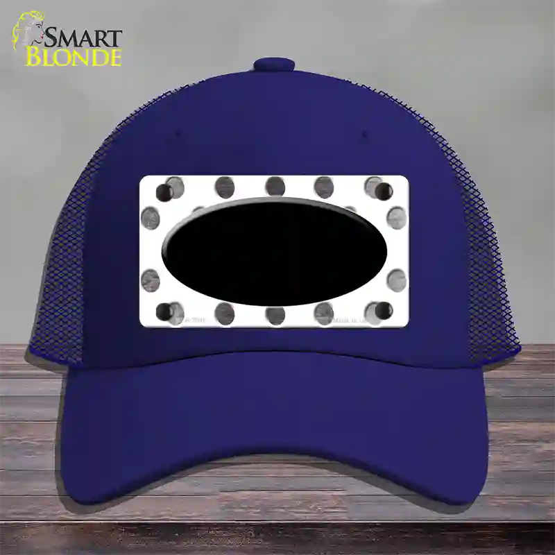 Black White Dots Oval Oil Rubbed Novelty License Plate Hat Mesh / Royal Blue