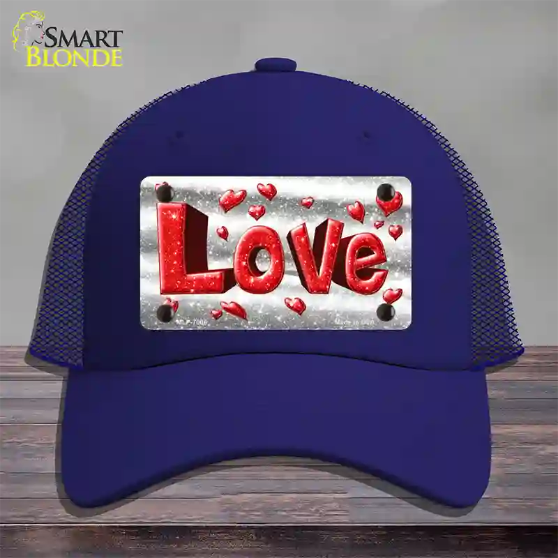 Love Novelty License Plate Hat Mesh / Royal Blue