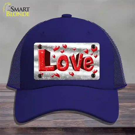 Love Novelty License Plate Hat Mesh / Royal Blue