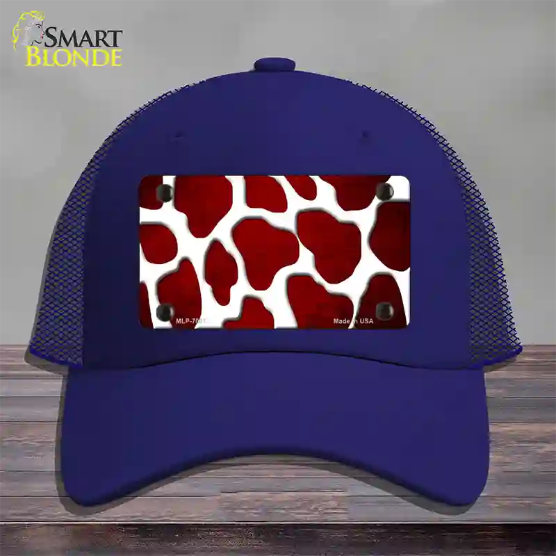 Red White Giraffe Oil Rubbed Novelty License Plate Hat Mesh / Royal Blue