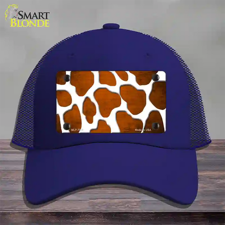 Orange White Giraffe Oil Rubbed Novelty License Plate Hat Mesh / Royal Blue