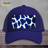 Blue White Giraffe Oil Rubbed Novelty License Plate Hat Mesh / Royal Blue