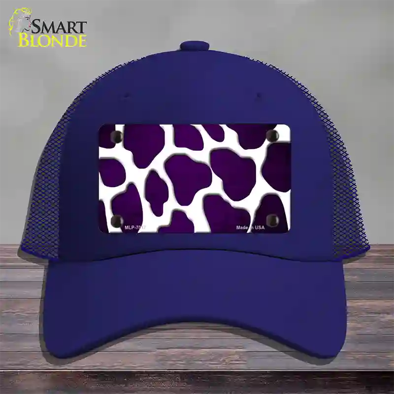 Purple White Giraffe Oil Rubbed Novelty License Plate Hat Mesh / Royal Blue