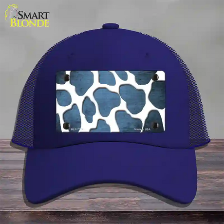 Light Blue White Giraffe Oil Rubbed Novelty License Plate Hat Mesh / Royal Blue