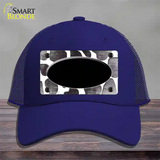 Black White Oval Giraffe Oil Rubbed Novelty License Plate Hat Mesh / Royal Blue