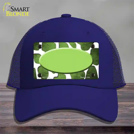 Lime Green White Oval Giraffe Oil Rubbed Novelty License Plate Hat Mesh / Royal Blue